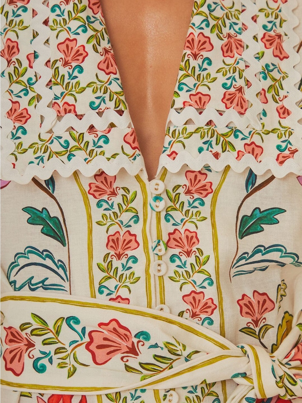 NWOT Farm Rio Floral Insects Linen Blend Romper - Picture 7 of 9